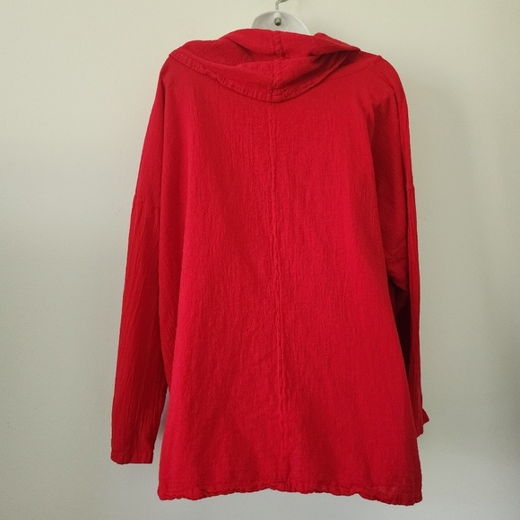 Oh My Gauze! Tortus Long Sleeve Cowl Neck Lagenlook Tunic Top Red One Size - Picture 10 of 12